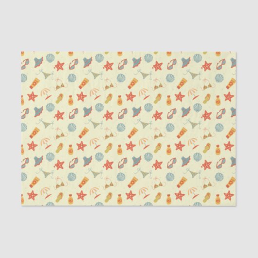 Papier Mousseline Motif de plage d'été (Recto)