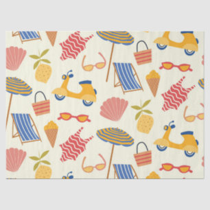 Papier Mousseline Motif de plage d'été italien La dolce Vita 