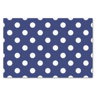 Papier Mousseline Motif de point de polka de bleu marine et de blanc