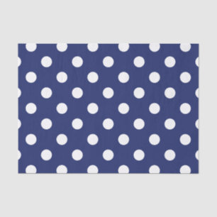 Papier Mousseline Motif de point de polka de bleu marine et de blanc