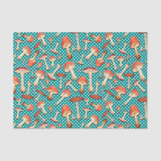Papier Mousseline Motif de point Polka Turquoise Agaric (Recto)