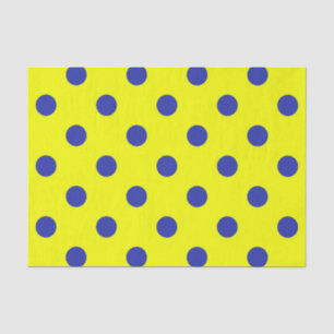 Papier Mousseline Motif de points polka jaunes et bleus