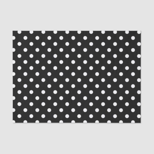 Papier Mousseline Motif de points Polka noir et blanc (Recto)