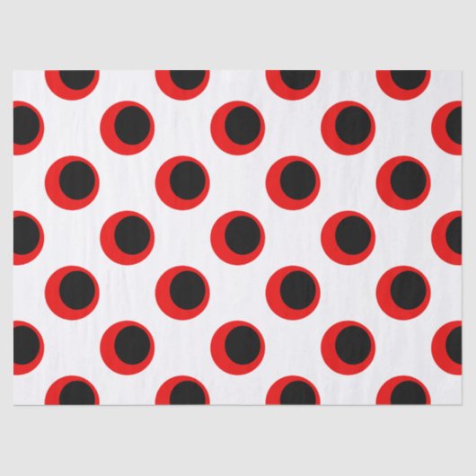 Papier Mousseline Motif de points Polka Noir et Rouge (Recto)