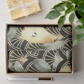 Papier Mousseline Motif de poires d'aquarelle et d'échelles d'or (Cadeau)