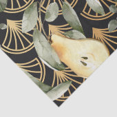 Papier Mousseline Motif de poires d'aquarelle et d'échelles d'or (Détail)