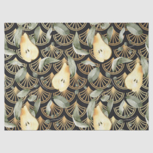 Papier Mousseline Motif de poires d'aquarelle et d'échelles d'or