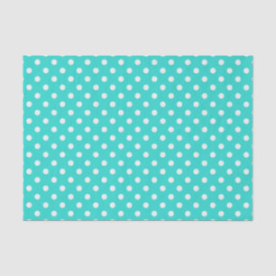 Papier Mousseline Motif de pois bleu et blanc turquoise