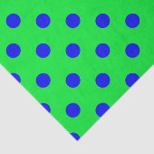 Papier Mousseline Motif de pois en bleu sur fond vert  (Détail)