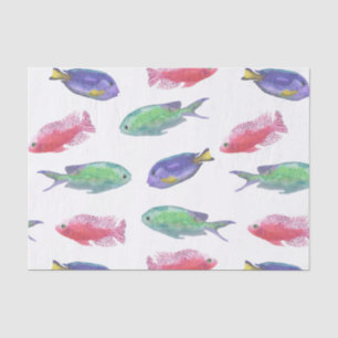 Papier Mousseline Motif de poissons d'aquarelle