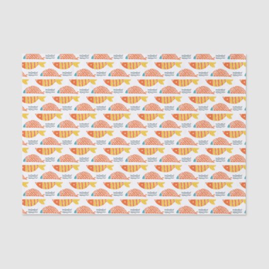 Papier Mousseline Motif de poissons de natation d'art populaire (Recto)