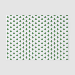 Papier Mousseline Motif de police d'image d'arbre Noël vert/blanc