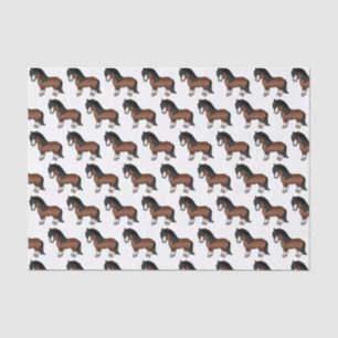 Papier Mousseline Motif de poney de dessin animé mignon Shetland Bru