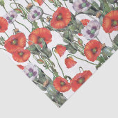 Papier Mousseline Motif de Poppies rouges et violettes (Détail)