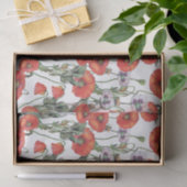 Papier Mousseline Motif de Poppies rouges et violettes (Cadeau)