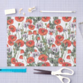 Papier Mousseline Motif de Poppies rouges et violettes (Artisanat)