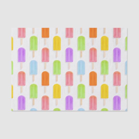 Papier Mousseline Motif de Popsicles arc-en-ciel d'été (Recto)