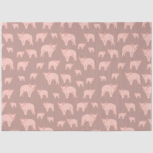 Papier Mousseline Motif de porc rose
