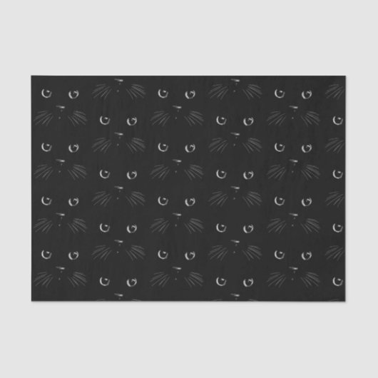 Papier Mousseline Motif de portrait de chat noir (Recto)