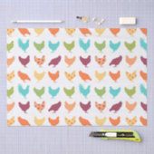 Papier Mousseline Motif de poulet multicolore funky (Artisanat)