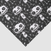 Papier Mousseline Motif de poupée Voodoo noir et blanc (Détail)