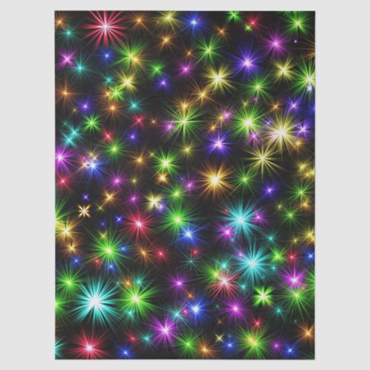 Papier Mousseline Motif de rayons d'étoile de Noël multicolore (Recto)