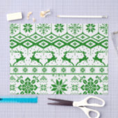 Papier Mousseline Motif de rennes vert de Noël (Artisanat)
