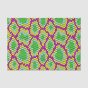 Papier Mousseline Motif de reptile Vert, Violet, Découpage Jaune