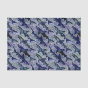Papier Mousseline Motif de requin dans pourpre et bleu