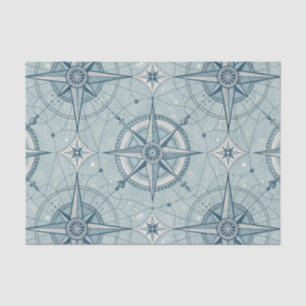 Papier Mousseline Motif de rose des vents de compas nautique vintage
