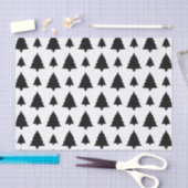 Papier Mousseline Motif de sapin noir et blanc (Artisanat)