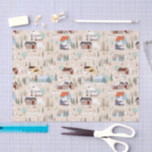 Papier Mousseline Motif de scène confortable du Village d'hiver (Artisanat)