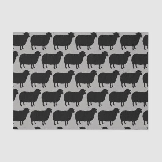 Papier Mousseline Motif de silhouettes de moutons noirs (Recto)