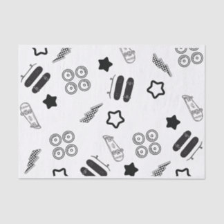 Papier Mousseline Motif de skateboard noir 10LB papier tissu