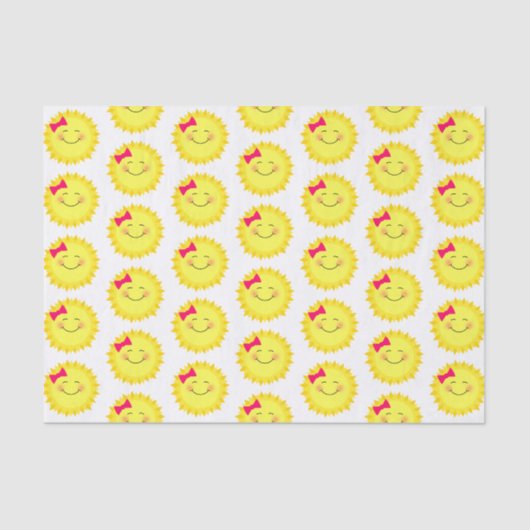Papier Mousseline Motif de soleil rose et jaune (Recto)