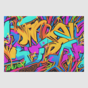 Papier Mousseline Motif de street art graffiti aux couleurs vives et