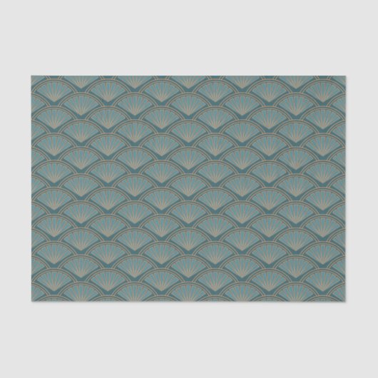 Papier Mousseline Motif de style Art déco en bleu turquoise (Recto)
