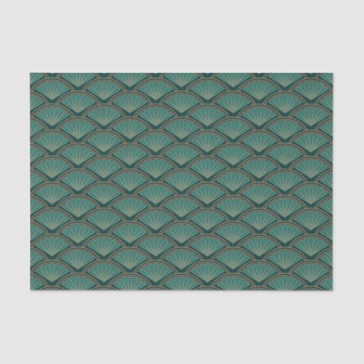 Papier Mousseline Motif de style Art déco en vert turquoise (Recto)