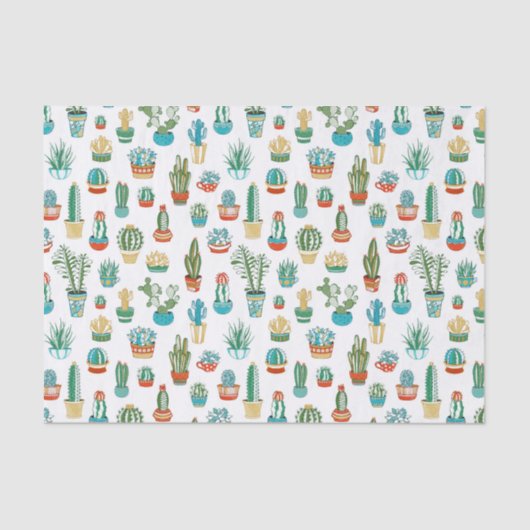 Papier Mousseline Motif de Succulents (Recto)