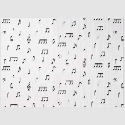 Papier Mousseline Motif de symboles Black & White Music Notes (Recto)