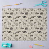 Papier Mousseline Motif de tatouage à main noir et beige (Artisanat)