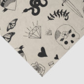 Papier Mousseline Motif de tatouage à main noir et beige (Détail)