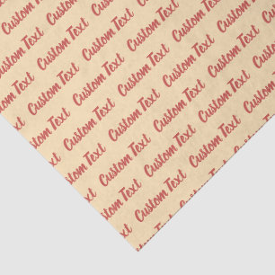 Papier Mousseline Motif de texte cursif rouge et pêche élégant