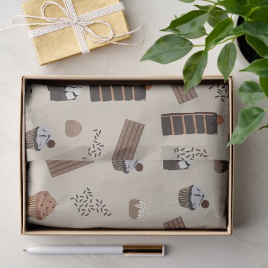 Papier Mousseline Motif de thème chocolat (Cadeau)