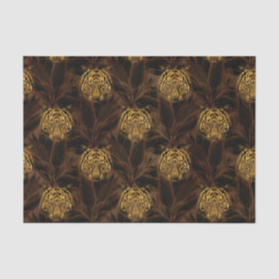 Papier Mousseline Motif de tigre de jungle à paillettes dorées