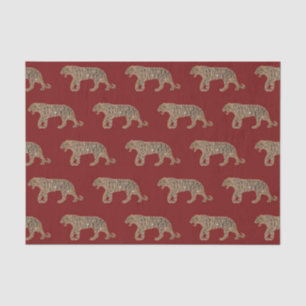 Papier Mousseline Motif de tigre de Parties scintillant rouge noir f