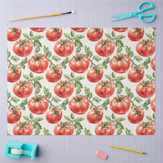 Papier Mousseline Motif de tomate aquarelle (Artisanat)