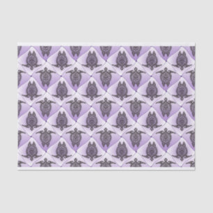 Papier Mousseline Motif de tortues de mer chamanique - violet