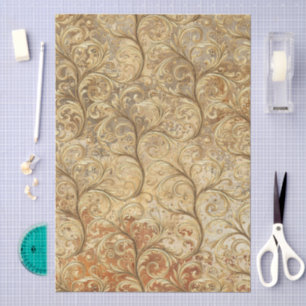 Papier Mousseline Motif de tourbillon damassé grunge ton or sans cou