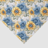 Papier Mousseline Motif de tournesol Découpage bleu et jaune (Détail)